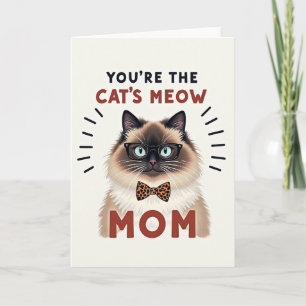Spotted Bow Tie Cats Meow Mom Card