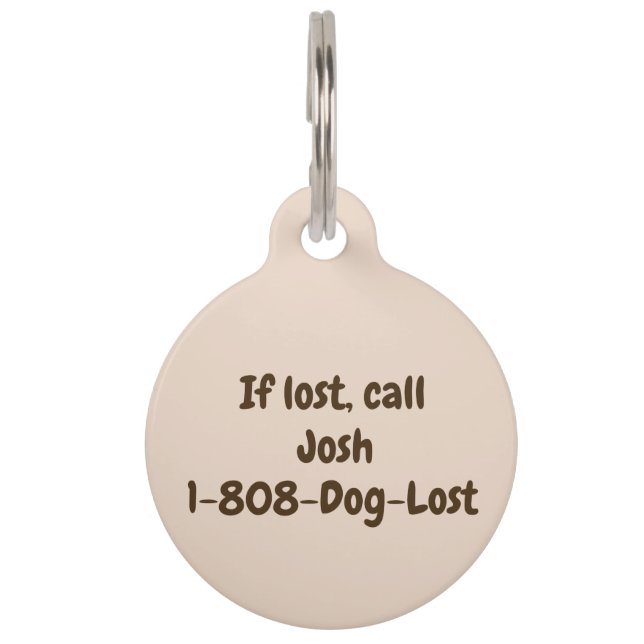 Spotted brown customisable dog ID tag (Back)