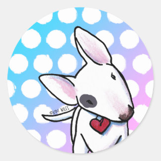 Spotted Bull Terrier Classic Round Sticker