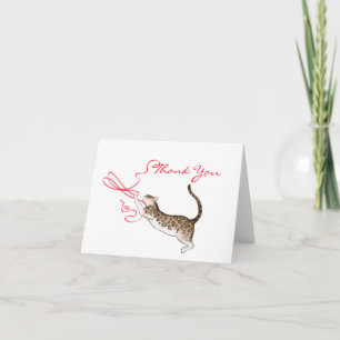 Spotted Cat with a Red Ribbon Message Card