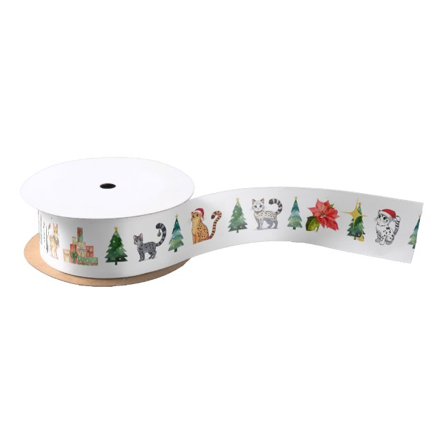 Spotted Cat Wrapping Ribbon Satin Ribbon (Spool)