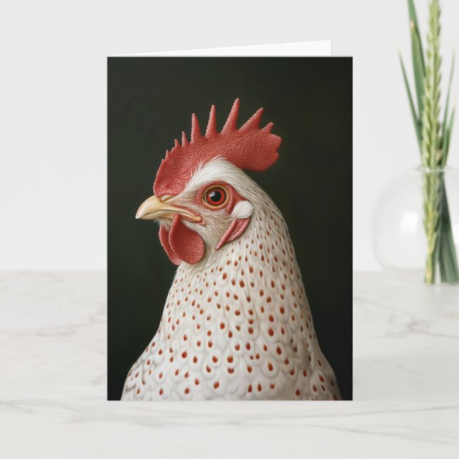 Spotted Chicken Portrait Holiday Card (Front)
