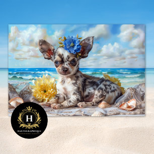 Spotted Chihuahua Beach Bliss Decoupage  Tissue Paper