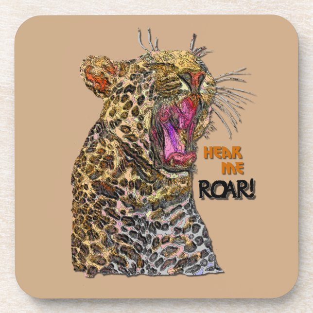 Spotted Colourful Pop Art Leopard Painting Coaster (Front)