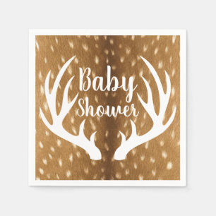 Spotted Deer Fur Fawn & White Antlers Napkin