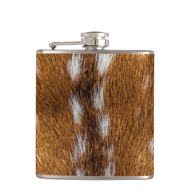 Spotted deer fur texture hip flask (Front)