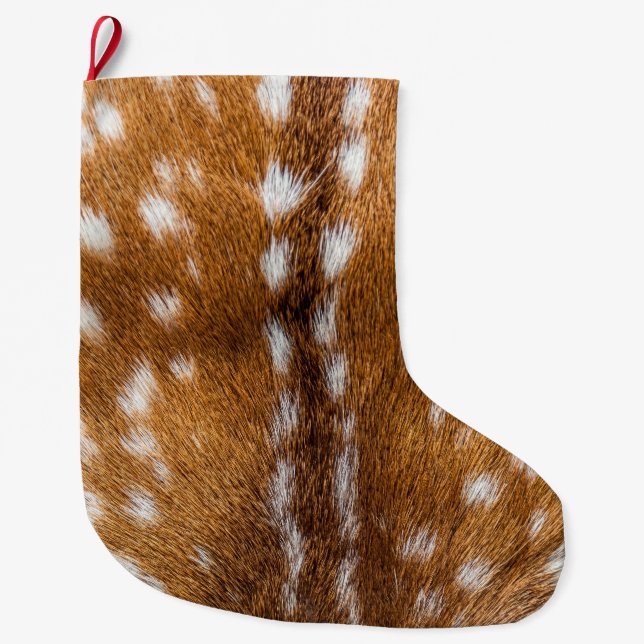 Spotted deer fur texture large christmas stocking (Front)