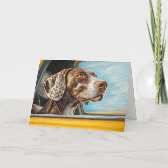 Spotted Dog on a Car Adventure Art Print Card (Front)