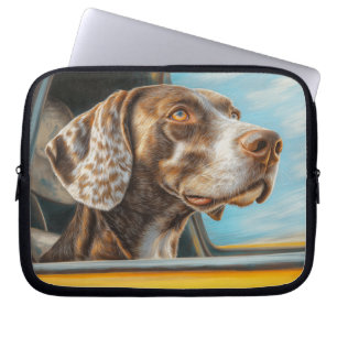 Spotted Dog on a Car Adventure Art Print Laptop Sleeve