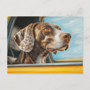 Spotted Dog on a Car Adventure Art Print Postcard