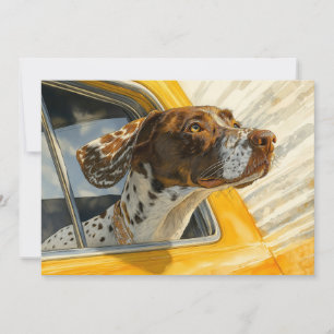 Spotted Dog on Car Ride Art Print Card