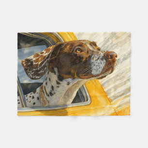 Spotted Dog on Car Ride Art Print Fleece Blanket