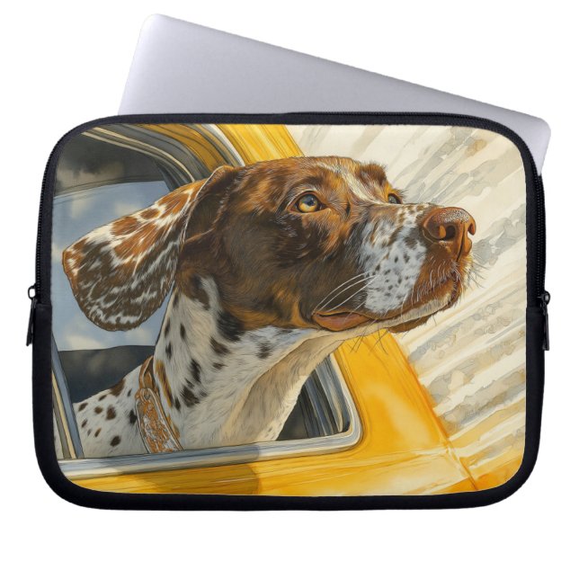 Spotted Dog on Car Ride Art Print Laptop Sleeve (Front)