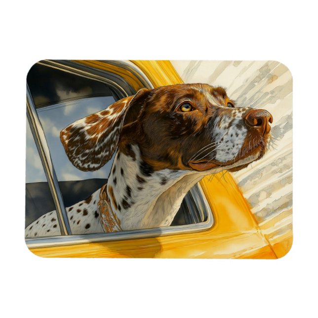Spotted Dog on Car Ride Art Print Magnet (Horizontal)
