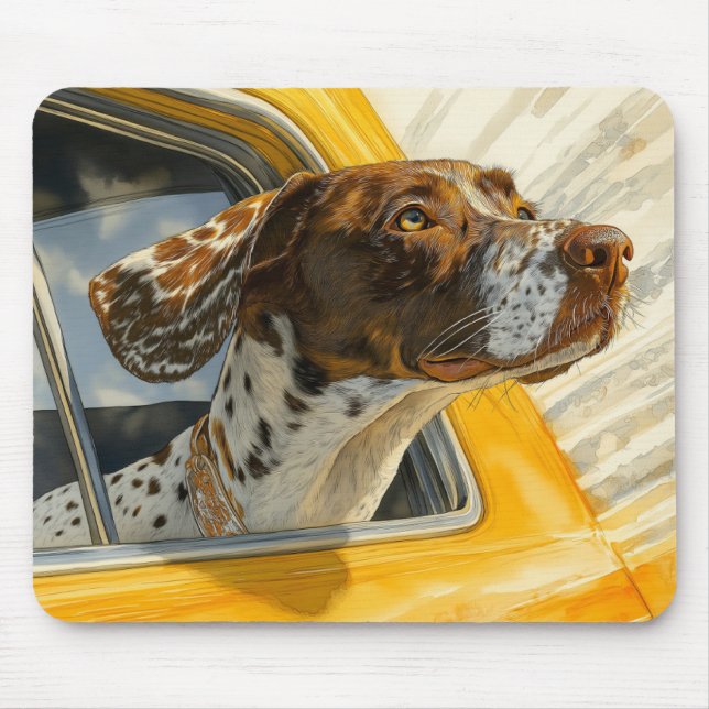 Spotted Dog on Car Ride Art Print Mouse Mat (Front)