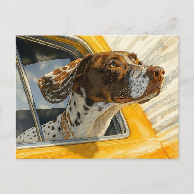Spotted Dog on Car Ride Art Print Postcard (Front)