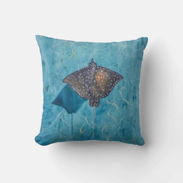 Spotted Eagle Stingray - Ocean Cushion (Front)