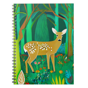Spotted Fawn in a Fantasy Forest Setting Notebook