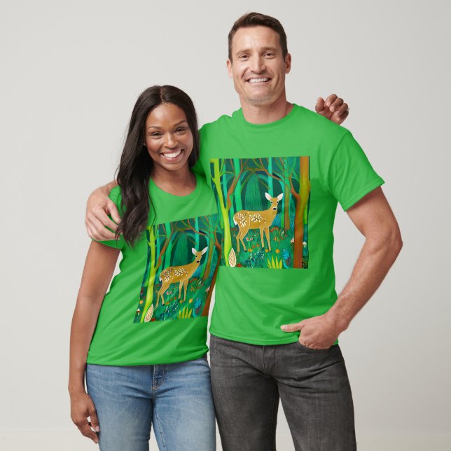 Spotted Fawn in a Fantasy Forest Setting  T-Shirt (Unisex)