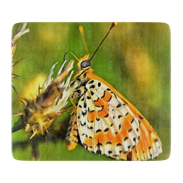 Spotted Fritillary Orange and White Butterfly  Cutting Board (Front)