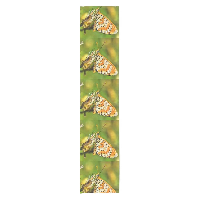 Spotted Fritillary Orange and White Butterfly  Short Table Runner (Front)