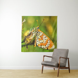 Spotted Fritillary Orange and White Butterfly Tapestry