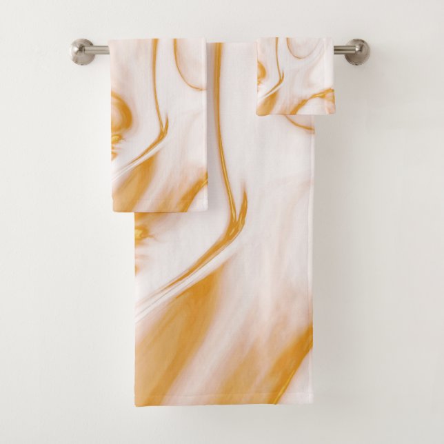 Spotted Gold And White Marble Bath Towel Set (Insitu)