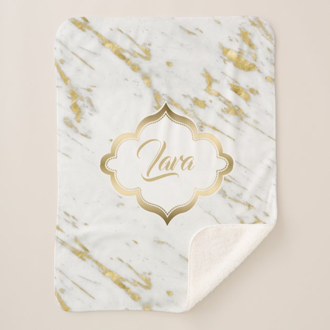 Spotted Gold Glitter Sherpa Blanket (Front)