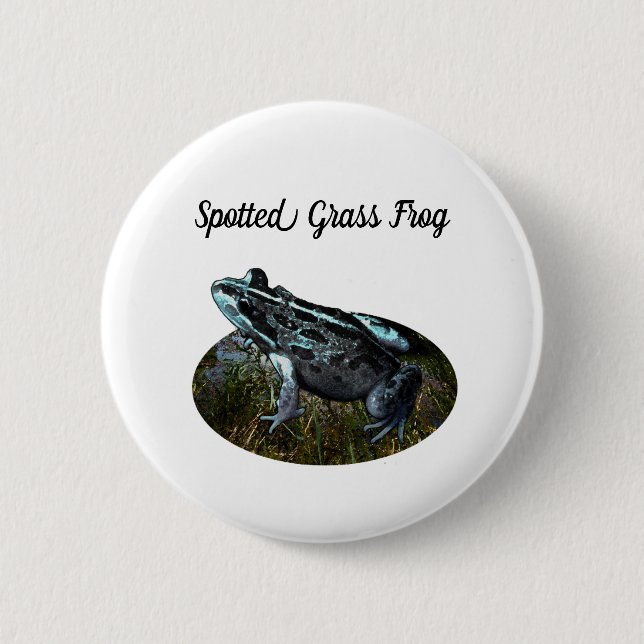 Spotted Grass Frog, 6 cm Round Badge  (Front)