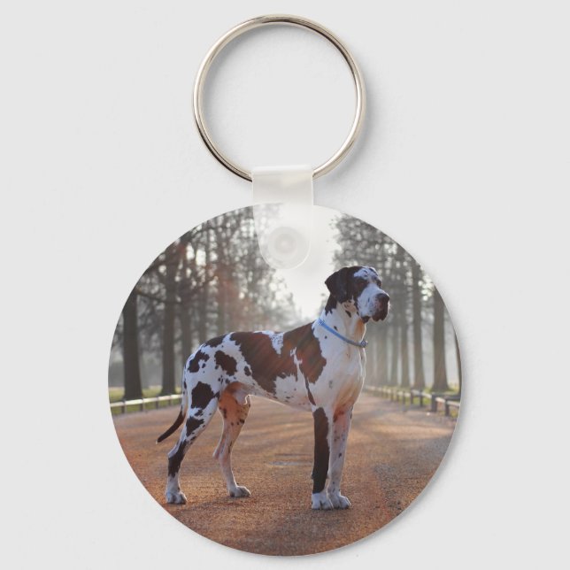 Spotted Great Dane Keychain – Great Dane gift (Front)