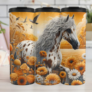 Spotted Horse Golden Field Wildflowers Thermal Tumbler