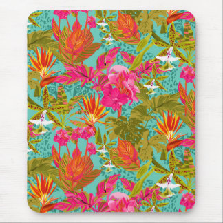 Spotted Hothouse Tropical Floral mouse pad