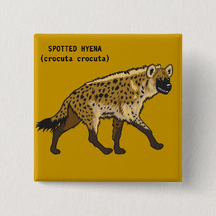 spotted hyena 15 cm square badge