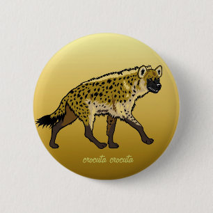 spotted hyena 6 cm round badge