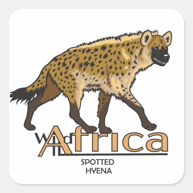Spotted hyena. Wild Africa Square Sticker (Front)