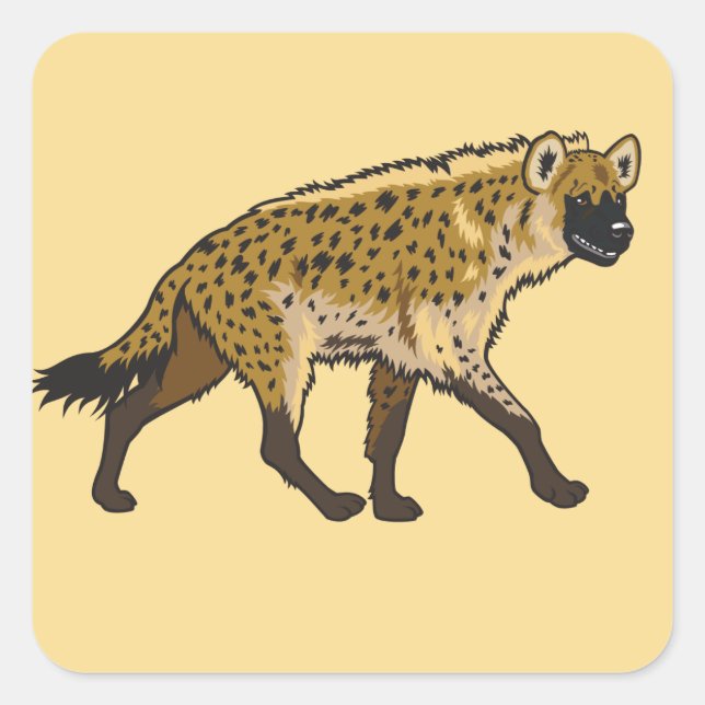 Spotted hyena. Wild Africa Square Sticker (Front)