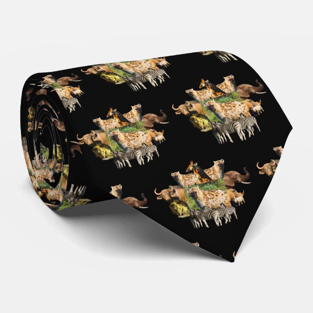 Spotted Hyena Wildlife Frame Neck Tie (Rolled)