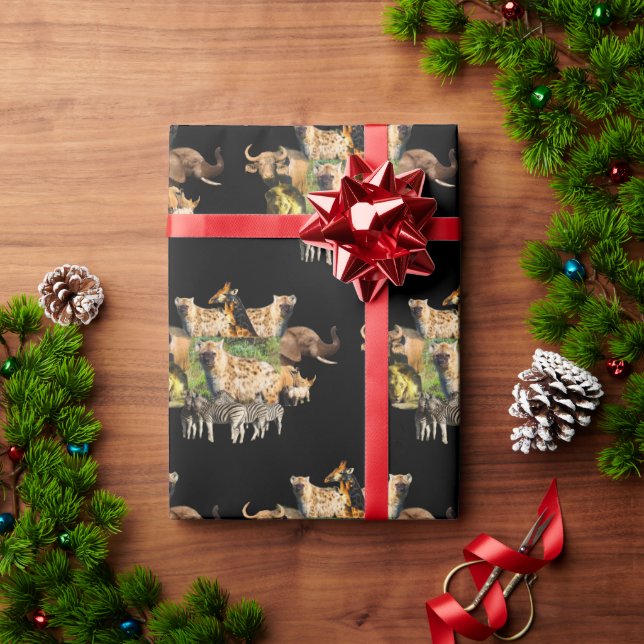 Spotted Hyena wildlife frame Wrapping Paper (Holiday Gift)