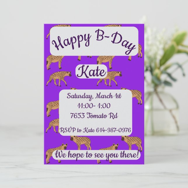 Spotted Hyenas Happy Birthday Invitation (Standing Front)