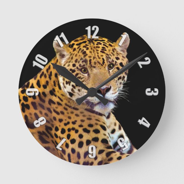 Spotted Jaguar Big Cat-lover #Gift Round Clock (Front)