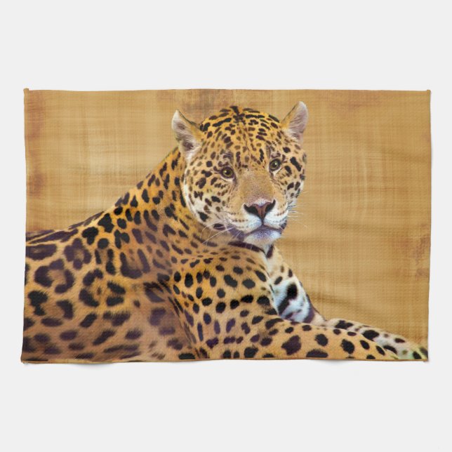 Spotted Jaguar Big Cat-lover #Gift Tea Towel (Horizontal)