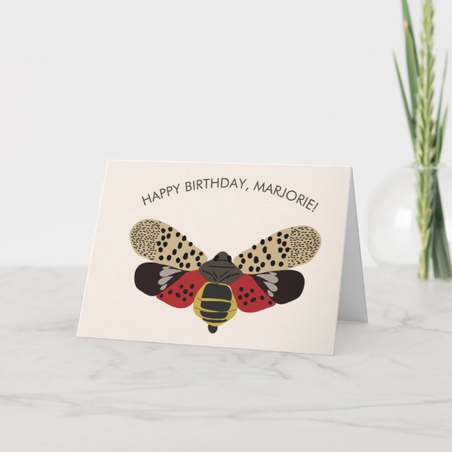 Spotted Lanternfly Bug Personalised Birthday Card (Front)