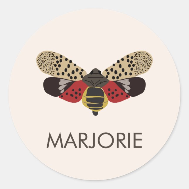 Spotted Lanternfly Bug Personalised Classic Round Sticker (Front)