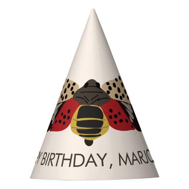 Spotted Lanternfly Bug Personalised Party Hat (Front)