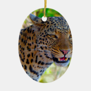 Spotted Leopard Ceramic Tree Decoration