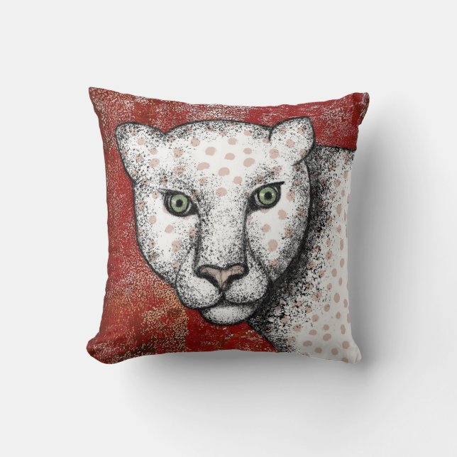 Spotted Leopard Says Hey Throw Pillow (Front)