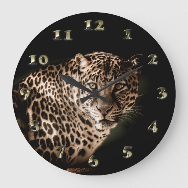 Spotted Leopard Starring Large Clock (Front)