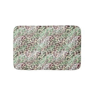 Spotted, leopard, tropical, palm, leaves, brown, bath mat