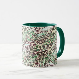 Spotted, leopard, tropical, palm, leaves, brown, mug