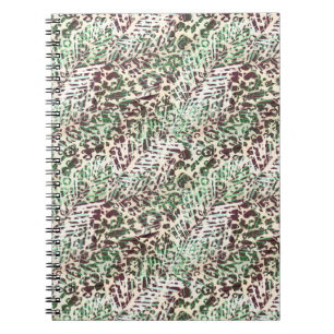 Spotted, leopard, tropical, palm, leaves, brown, notebook